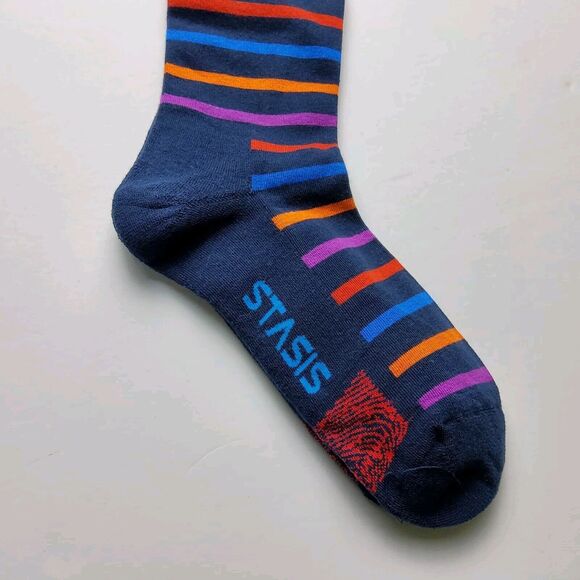 Voxx Life Stasis Neuro Socks Wellness Crew Stripes Size M (Wo 7.5-11, M 6-9) - Picture 2 of 4